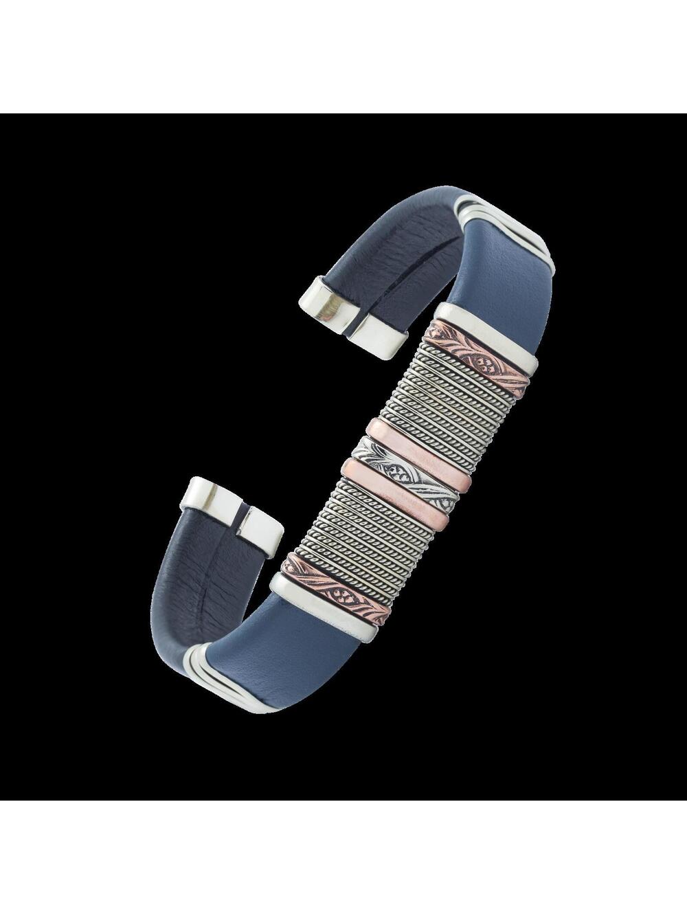 Unisex Navy Blue Leather Bracelet